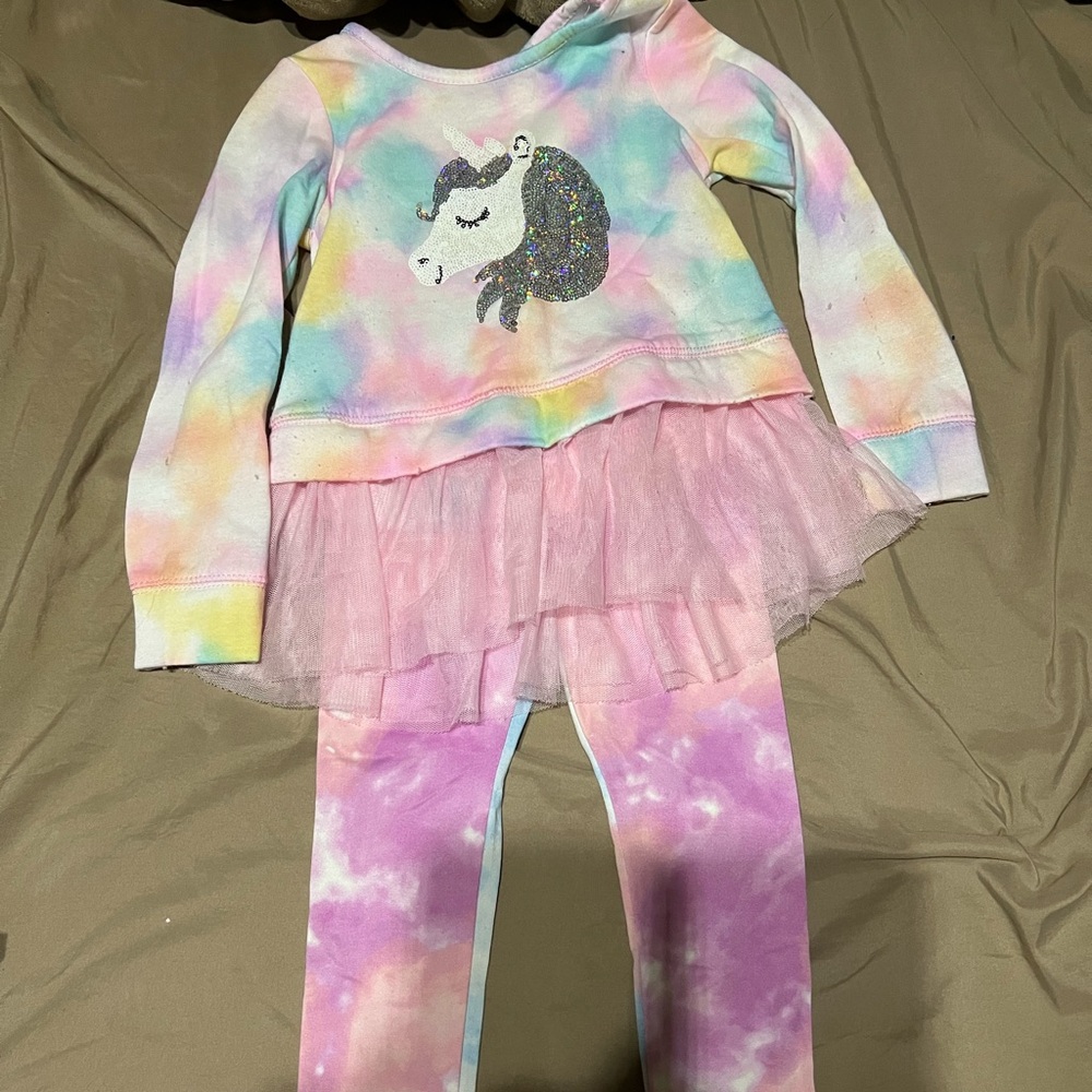 Toddler Girls Unicorn Tie-Dye Set 2pcs
